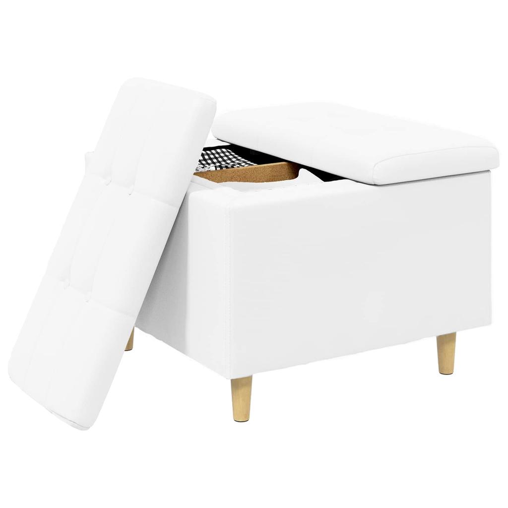 Storage Ottoman White 60 x 60 x 45 cm Faux Leather