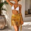 Adjustable Tie Waist Belly Dance Hip Scarf Three Layer Glitter Skirt  for Festival/Vacation