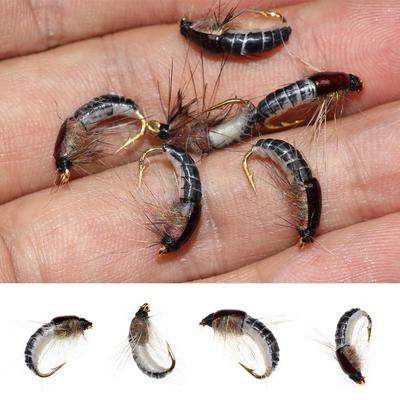 6 piezas de ninfas realistas para pesca de truchas, moscas Scud, cebos artificiales para insectos, señuelos voladores, accesorios de pesca
