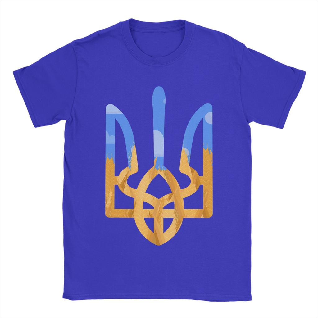 Mens TShirts Ukraine Coat Of Arms Ukrainian Power Vintage Pure Cotton Tees Short Sleeve T Shirt Crewneck Clothing 6XL