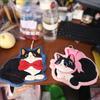 2pcs Water Absorption Cartoon Cat Hand Towel Coral Fleece Kitchen Handkerchief  Dinning Table