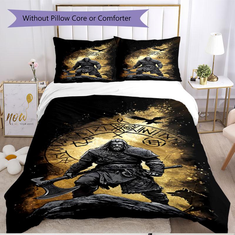 3pcs Duvet Cover Set (1*Duvet Cover + 2*Pillowcase, Without Core), Valheim Print Soft All‑Season Bedding Set, Home Bedroom Decor Gift