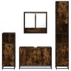 4 Piece Bathroom Furniture Set Smoked Oak Wood Based Material