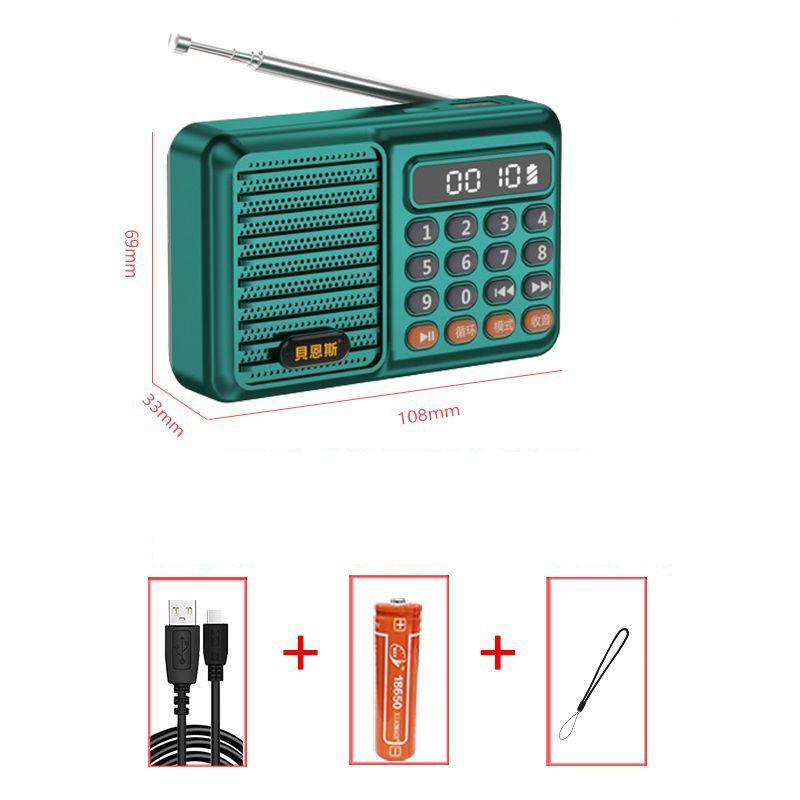 

Mini Portable FM Radio LED Display Digital Radios Hifi Sound Bluetooth Speaker Wireless MP3 Music Player Support TF Card U Disk зелений