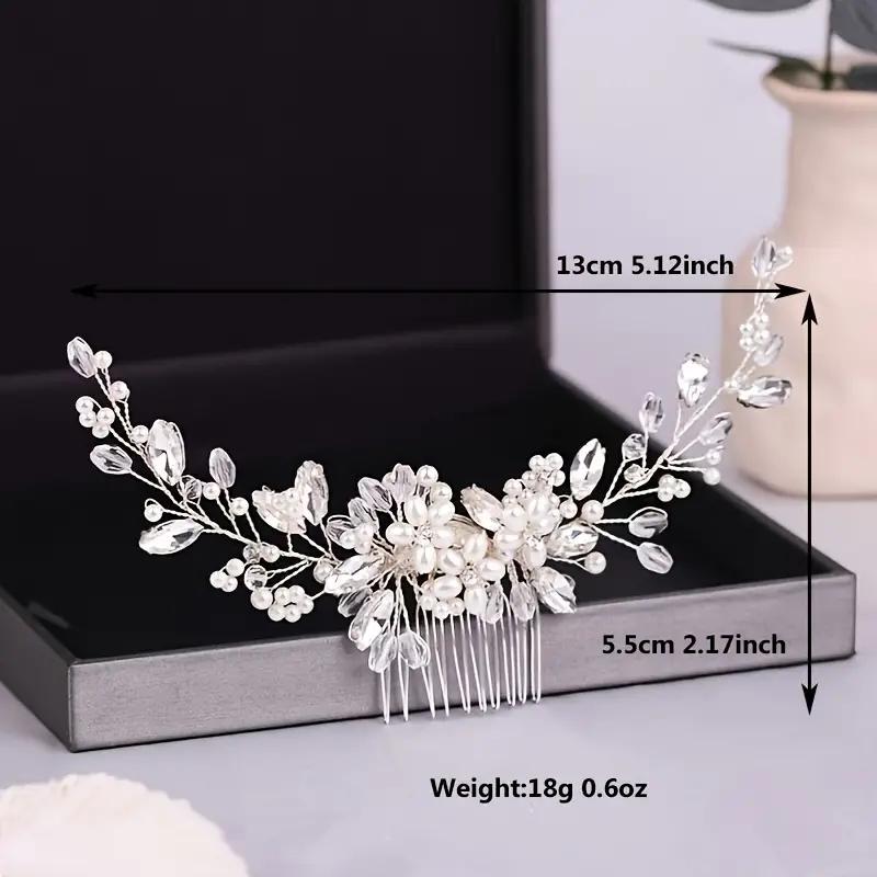 1pc Luxury Crystal Rhinestone Pearl Hair Comb Headpiece Sweet Romantic Bride Party Wedding Jewelry Hair Clip Hair Accessories