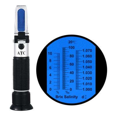 Slyfox 3-in-1 Refractometer for Brix/Salinity/Seawater Hydrometer, 0-10% Brix Meter, 0-100‰ Salinity Meter, 1.000-1.070 Seawater Hydrometer, with ATC