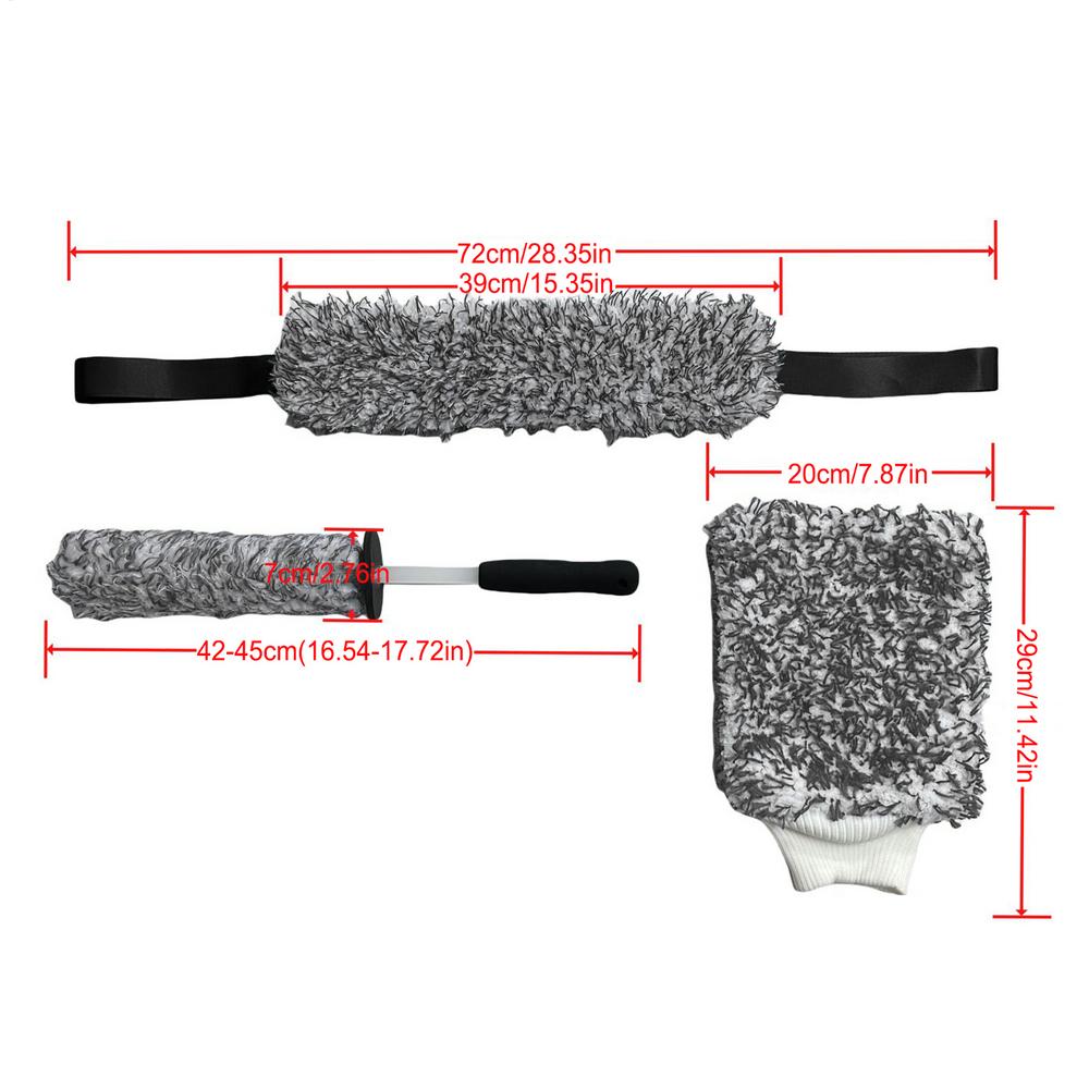 3pcs Car Wheel Cleaning Brush Set, Microfiber Bendable Wheel Detailing Brush,Soft No-Scratch SUV RV Car Wheel Rim Cleaner Brush