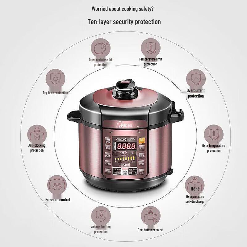 Midea 6L Smart Electric Pressure Cooker & Rice Cooker CN plug (adapter included)