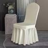 Solid Color Thicken Elastic Pleated Hem Dining Chair Cover Non-slip Slipcover Light Luxury Banquet Chair Cover Hotel Decor