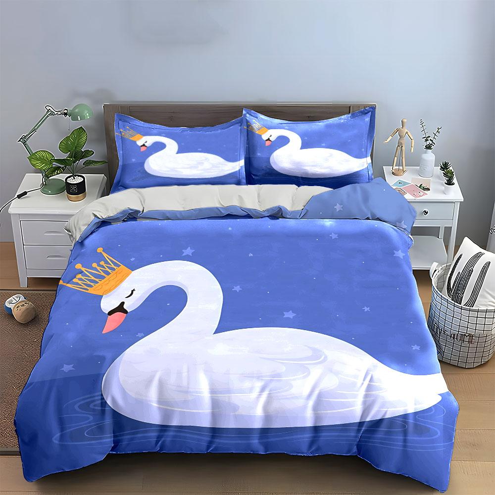 Elegant Swan Bedroom Decor Set Multiple Sizes Kid'S And Adults' Bedroom Exquisite 3Pc Bedding Set, Gift