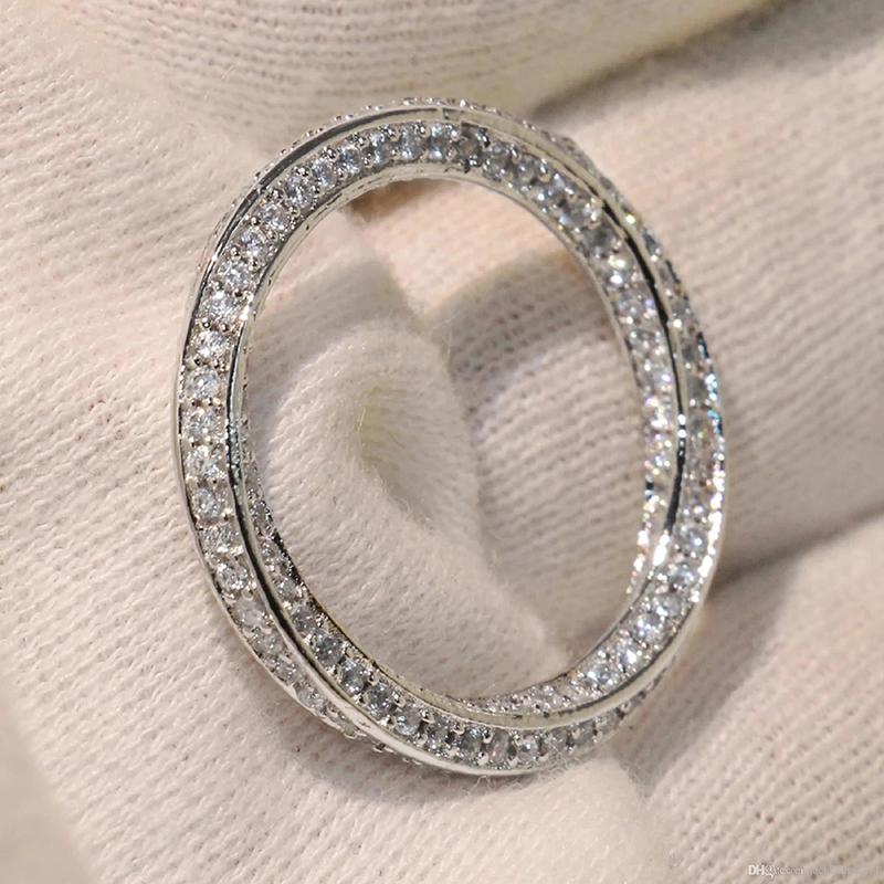 Trendy Twist Promise Rings Silver Color Full with Cubic Zirconia Sparkling Wedding Band Accessories Hot Fashion Jewelry