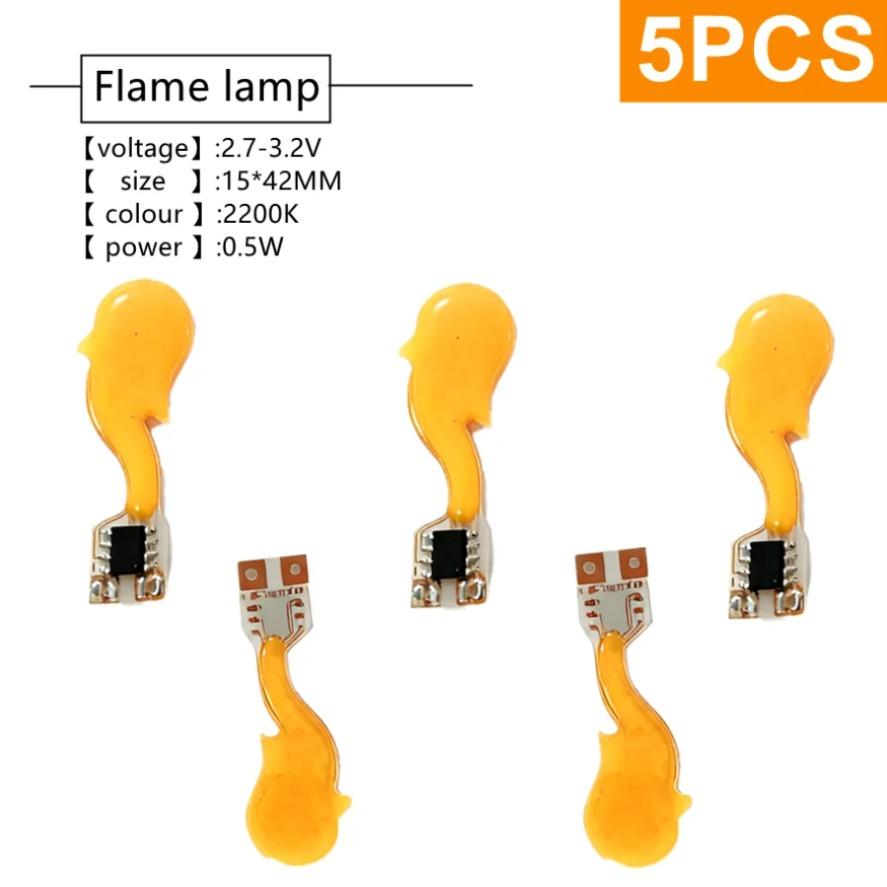 5PCS Led Flash Flame Candles Edison Bulb Filament Reverse 3V 1800K COB Diode Birthday Party Decoration Light Bulb Accessories