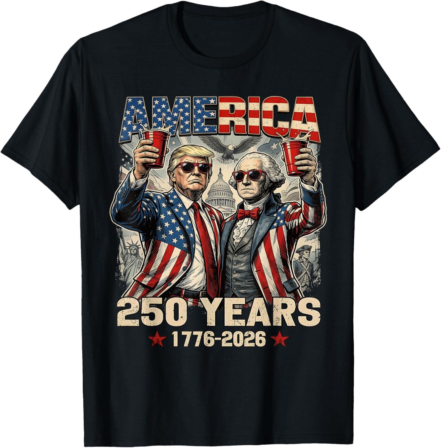 250 Years America Anniversary 250th Washington Vintage T-Shirt XXL