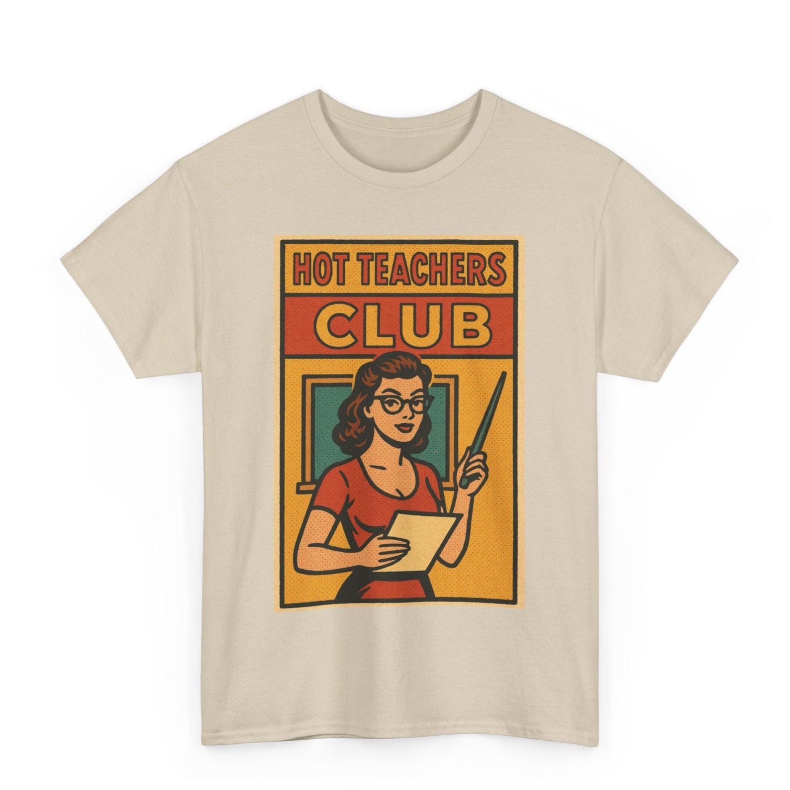 Hot Teacher Club T-Shirt: Retro Comic Style Graphic Tee S
