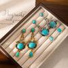 Retro Ethnic Turquoise Geometric Pendant Stud Earrings for Women - Unique Fashion Jewelry