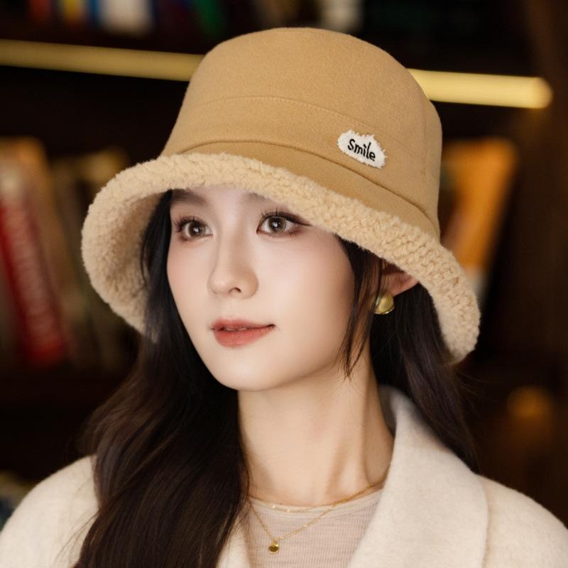 Women's Autumn and Winter New Thickened Plush Bucket Hat Outdoor Windproof Warm Basin Hat Bucket Hat