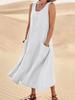 Sleeveless Round Neck Cotton Dress for Women - Spring/Summer Collection