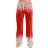 Women's Casual Christmas Print Pants Loose Fit Holiday Trousers