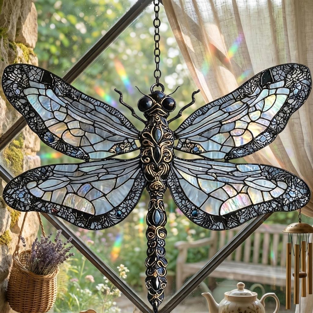2D Acryl-Imitat, Acryl-Buntglas-Imitat Fensterhänger, Bunte Libellen Hängendes Ornament, Acryl-Dekoration