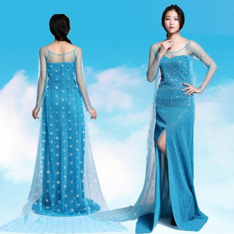 Halloween Frozen Vestito per Adulti Principessa Elsa Vestito da Sposa da Palco Vestito