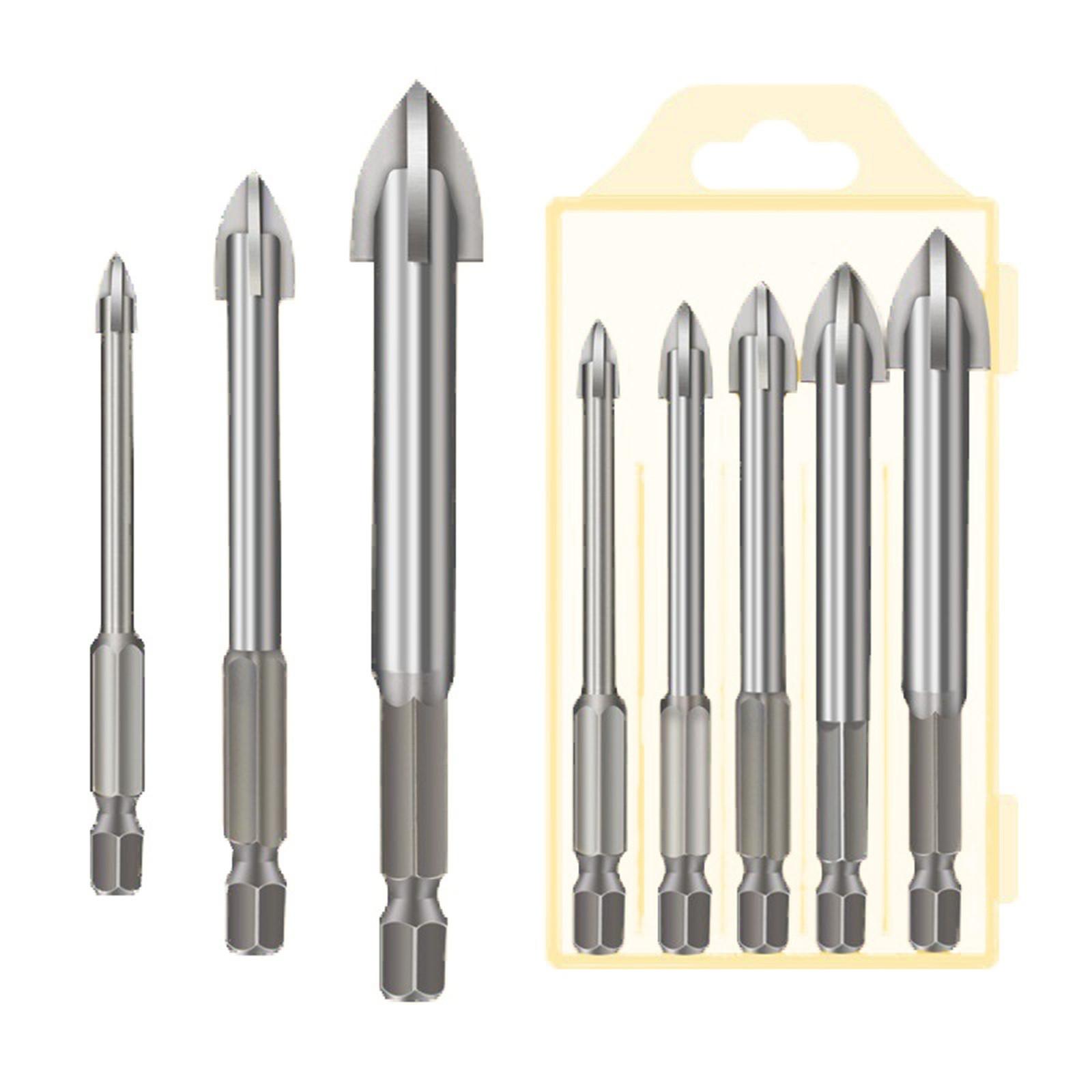 

Cross Triangle Drill Bits Set 5 Pieces High-Speed Steel Construction Durable Precision Ground Shank Compatible with Various Drills One Size срібний