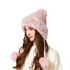 Outdoor Velvet Warm Wool Hat Women's Winter Plush Edge Ear Protection Wool Ball Knitted Hat