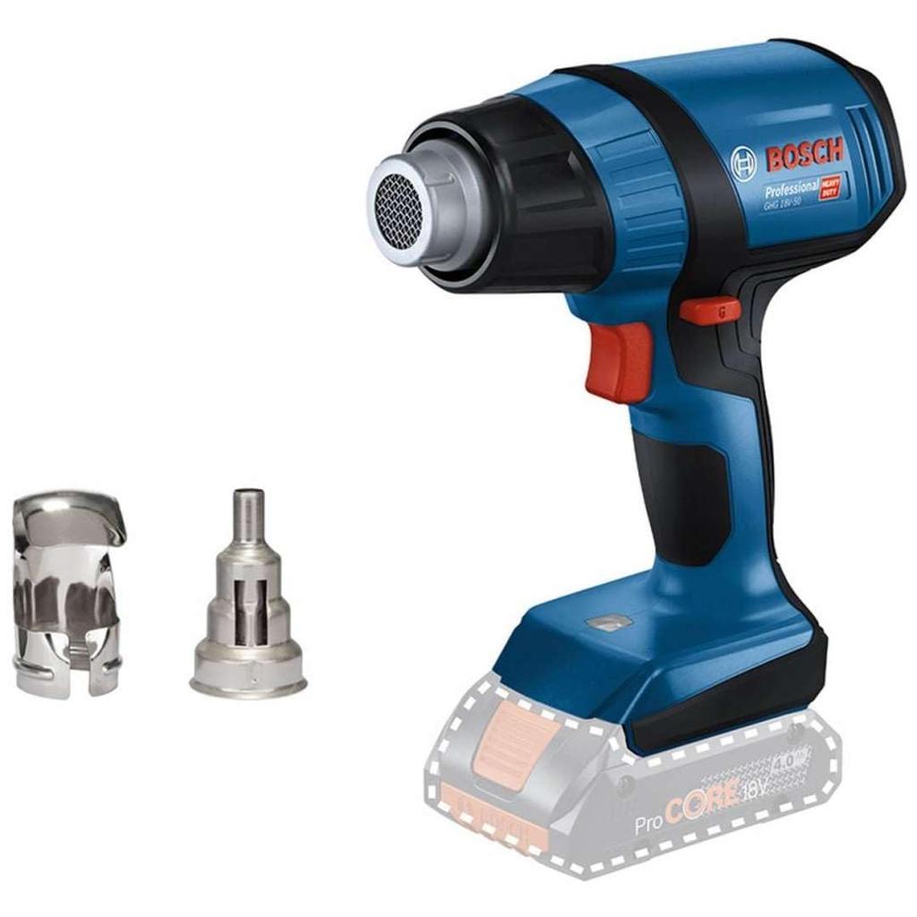 Bosch Professional 18V Cordless Hot Air Gun Charger Sold Includes One Nozzle and One Blue (Body Only, Separately, PHG-N2 PHG-N5 Nozzle) GHG18V-50H