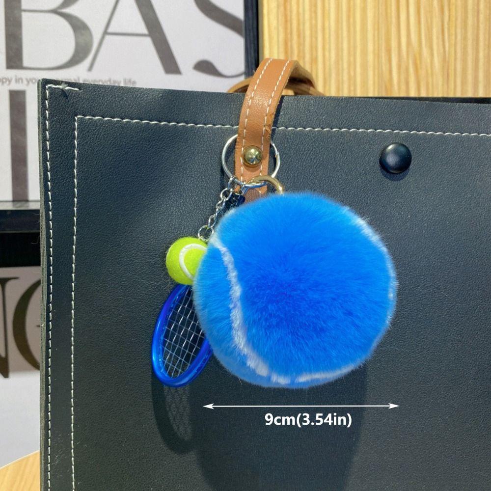 Creativity Cute Tennis Keychain Key Accessories Cartoon Ball School Bag Pendant Simple DIY Tennis Fur Key Chain For Girl Gift