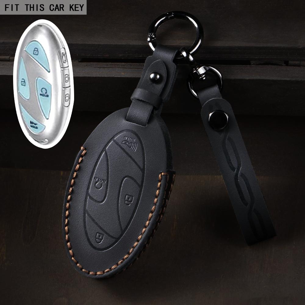 5 7 Bottons Car Key Fob Case Cover Keychain for Hyundai Grandeur GN7 Kona Ev 2023 Lonic 6 Elantra 2023-2025 Leather Accessories