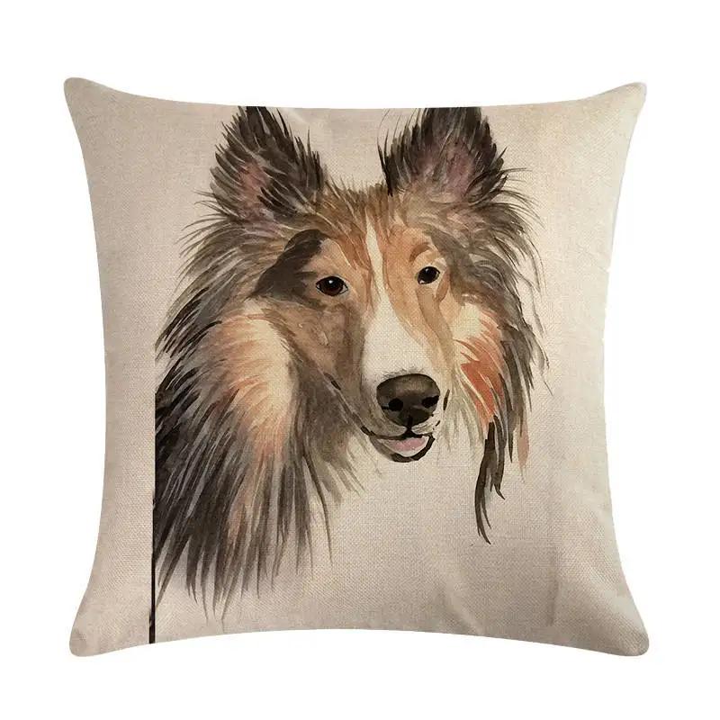 Cute Puppy Head Series Linen Pillow Case Seat Sofa Bedroom Cushion Cover Home Decoration Pillowcase 45*45Cm
