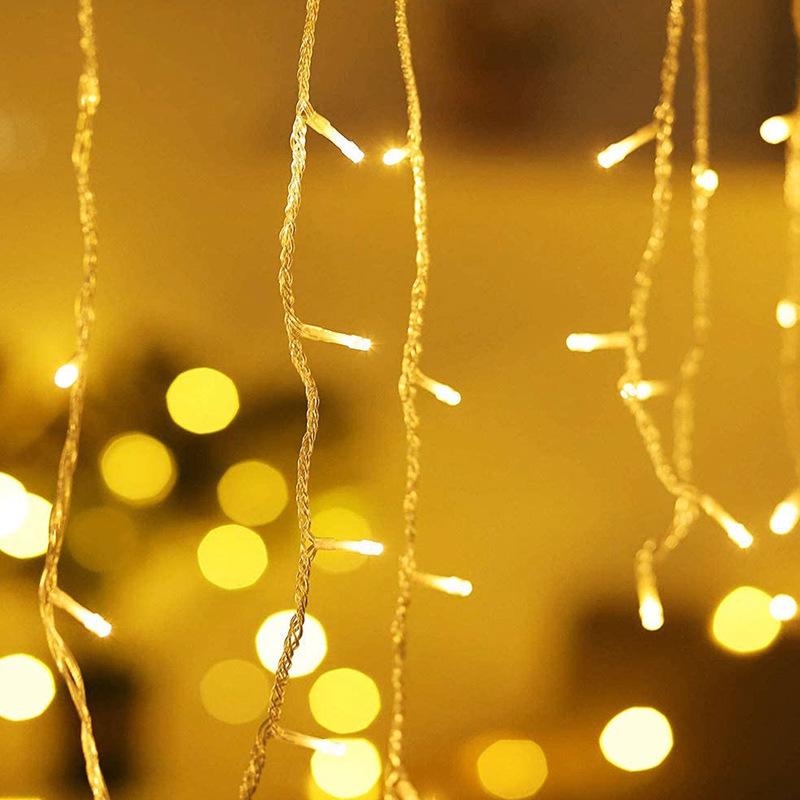 Outdoor Waterproof LED Starry Icicle Fairy String Lights - Holiday Flashing Curtain Decoration