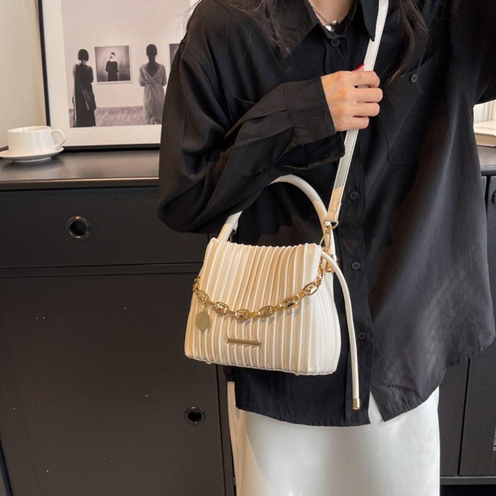 Plissiertes Design Umhängetasche Kette Schulter Eimer Tasche Trendige Schulterhandtasche Vielseitiger Stil