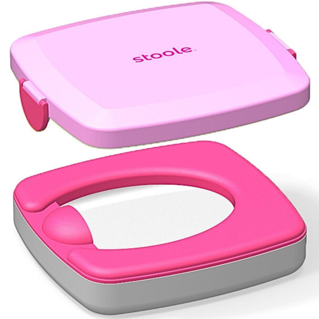Stoole “Kurumaru” Portable Car Toilet, Emergency/Traffic Jam/Camping, with Waste Bags & Solidifier, Fresh Pink (200 Kg Load)