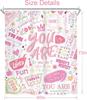 Kids Positive Quotes Shower Curtain Pink Neon Cute Funny Abstract Graffiti Girls Girly Teens You are Artwork Cloth  Waterproof