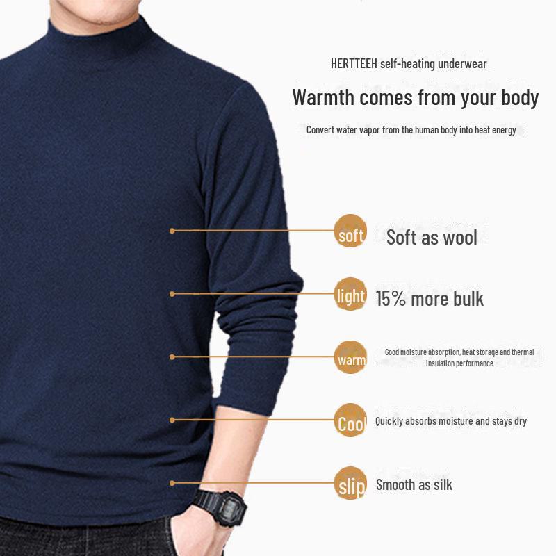 Men's Double-Sided German Velvet Long-Sleeve High-Collar Thermal Tee