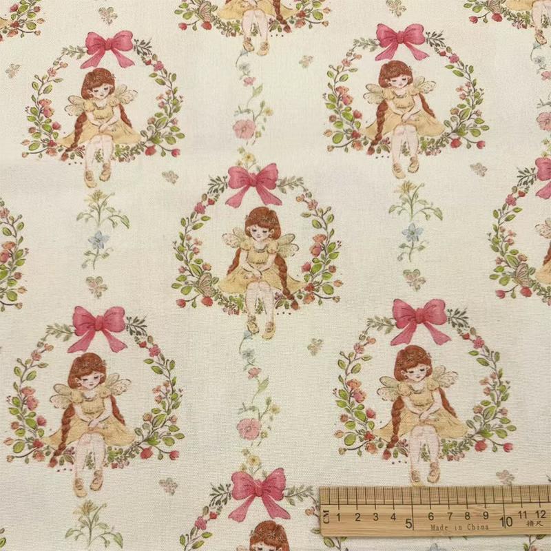 0.5m/1m/2m Encrypt Cotton Linen Cartoon Princess Girl Printed Fabric for Decorative Cloth Tablecloths Curtains DIY Sewing Fabric