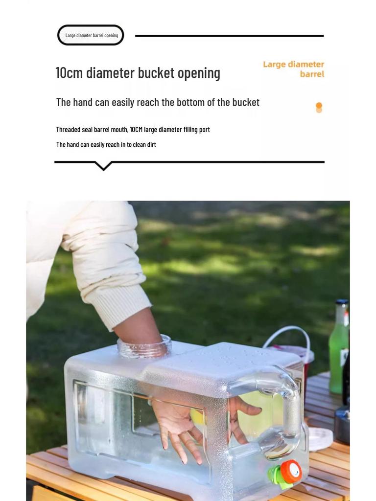 Großer transparenter Outdoor-Wassertank mit Hahn für Auto Reisen und Selbstfahrertouren.
