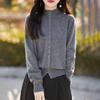 Autumn Winter Half High Collar Solid Single Breasted Cardigan Knitting Top Women Casual Fashion Sweater Coat