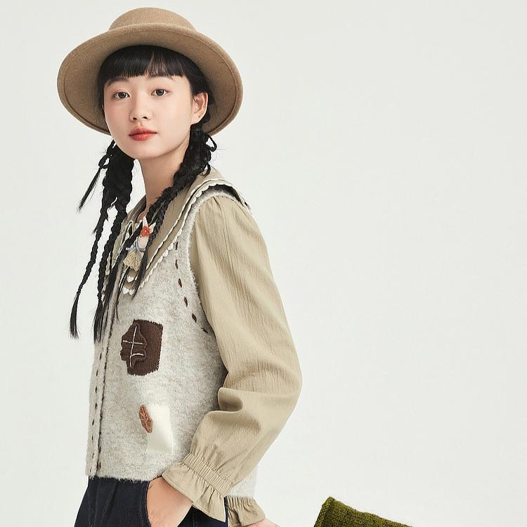 DIMANAF 2025 Autumn Women Sleeveless Buttons Vest Sweaters Style Knitting Casual Loose Short Sweater