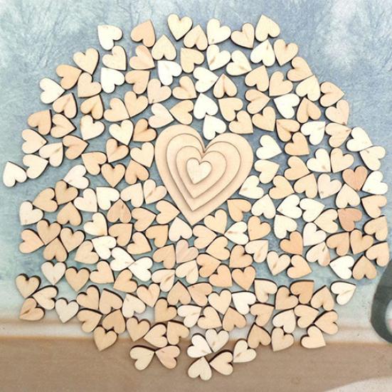 100Pcs 4Sizes Mixed Wood Wooden Love Heart Wedding Table Scatter Decor DIY Craft