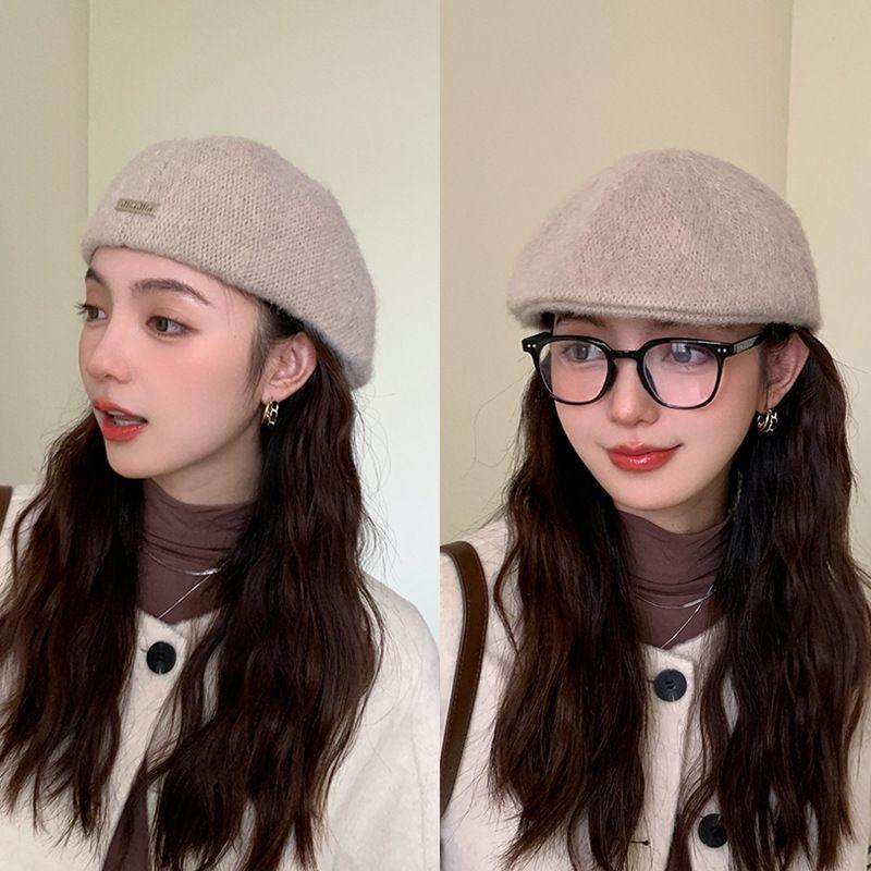

All-Matching Beret Children s Autumn and Winter 2025 New Arrival Positive and Negative Dual-Wear Painter Cap Thickened Heattech Make Face Look Smaller Beige One size