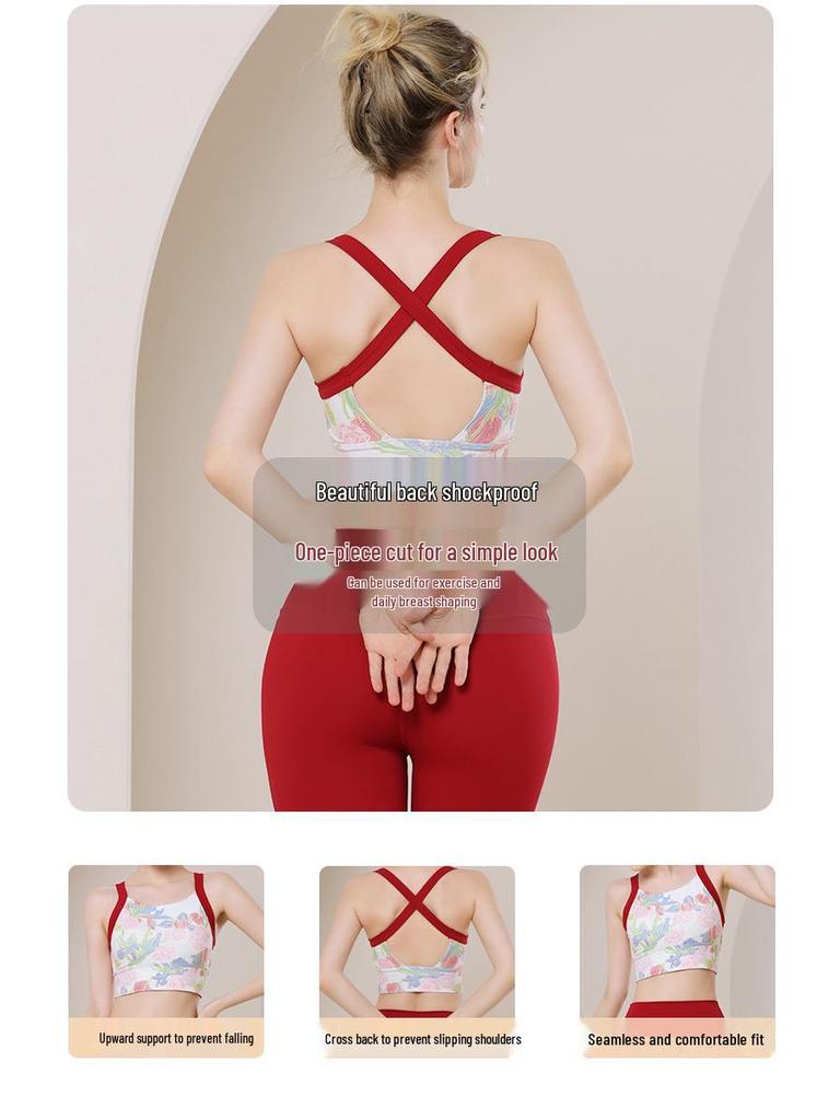 Damen Sommer Stoßfester Sport-BH - Einteilig, Feste Cups, Schöner Rücken, Ideal zum Laufen, Pilates und Yoga.