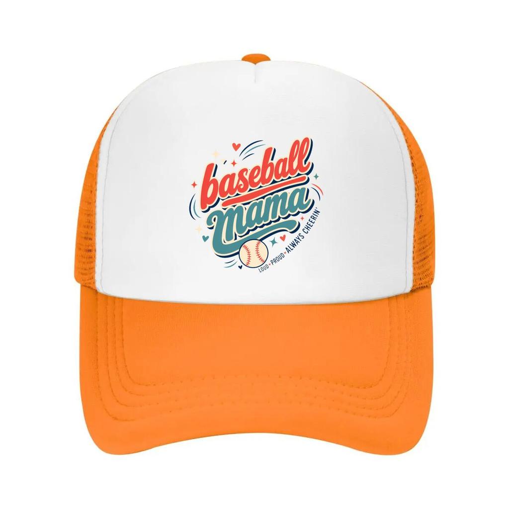 Retro Baseball Mama Script Emblem Mesh Baseball Cap Casual Hat Outdoor  For Womens Unisex FeUnisex