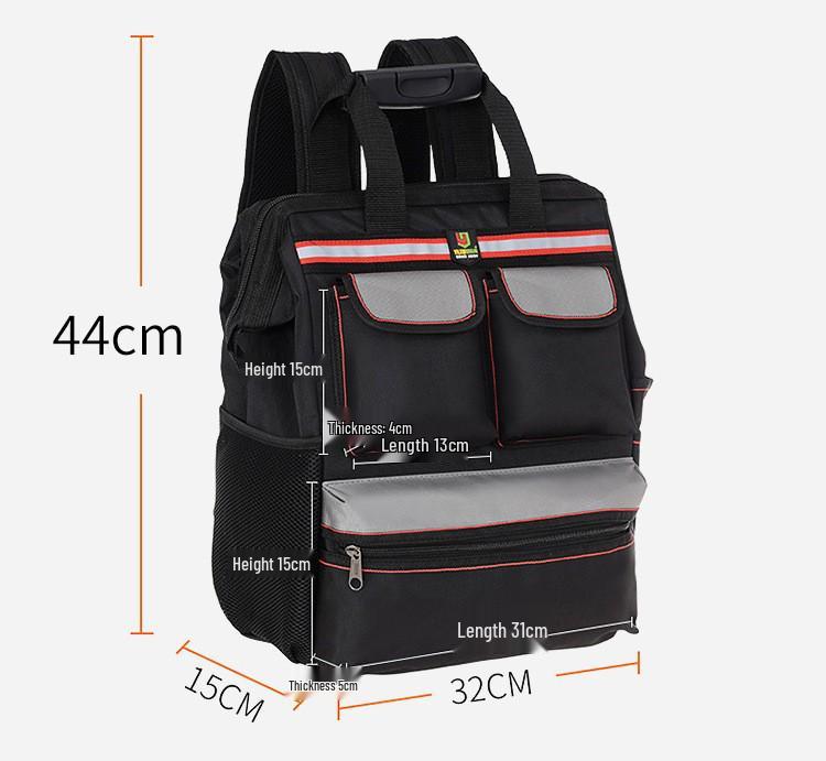 Durable Large Capacity Multi-pocket Tool Backpack with Double Shoulder Straps - Made of Thickened Wear-resistant Oxford Cloth.