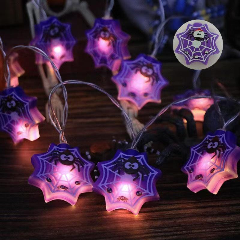 Halloween LED Decorative Lights: Ghost, Spider Web, Skull & Pumpkin String for Witchy Atmosphere