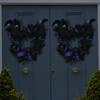 Halloween Black Purple Mesh Decoration Wreath LED Green Light Decoration Horn Funny Lintel Layout Pendant