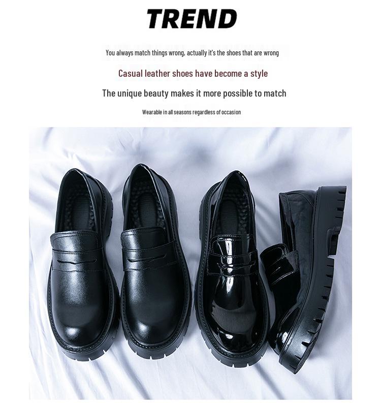 2025 Thick-Soled Black Height-Boost Men's Casual Slip-On Loafers