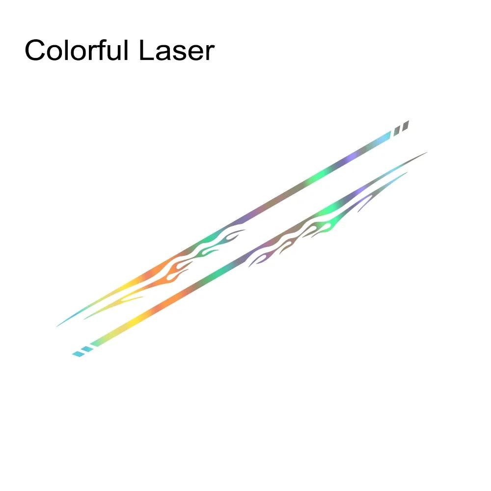 2PCS Flame Pattern Car Waistline Vinyl Decal Car Side Door Long Stripe Sticker Auto Body Racing Decal Car Decoration Accessories