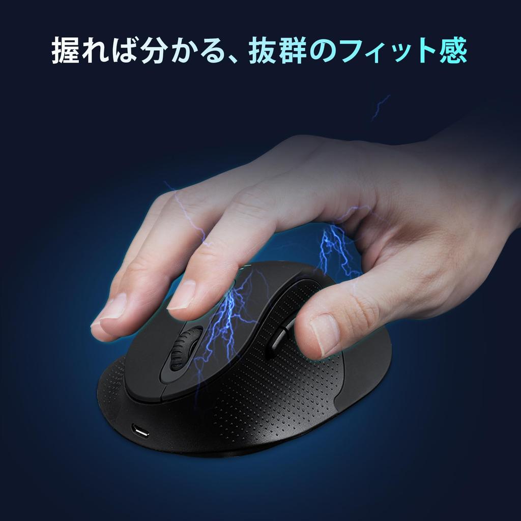 Sanwa Supply Silent Wireless Ergonomic Mouse Black MA-ERGW22