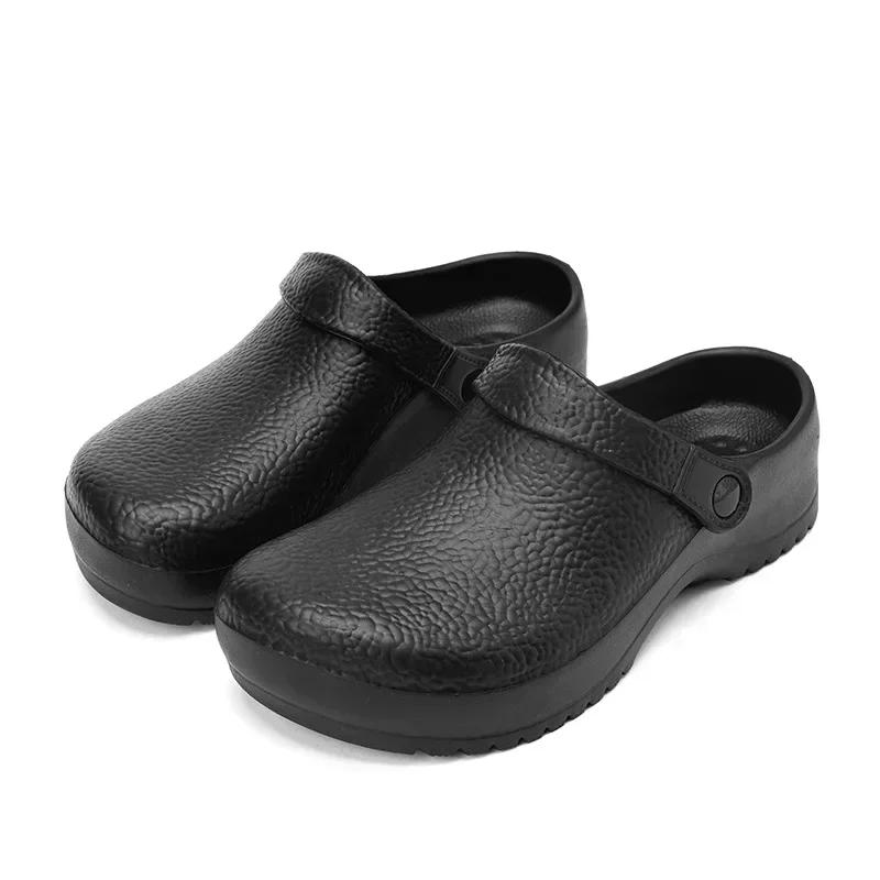 Men's Non-slip Work Shoes Summer Garden Pool Kitchen Work Shoes Beach Women's No Heel Large Size Black Rubber Sandals